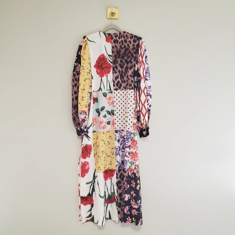 QMP NWT Set Maxi Duster Pants 38/8/Medium Floral Animal Print Wide Leg Bohemian